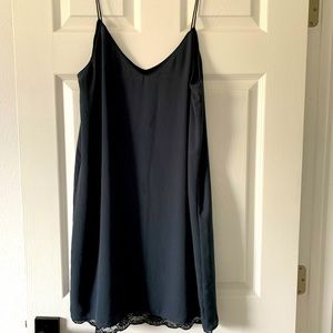 Navy Zara Slip Dress with Black Lace